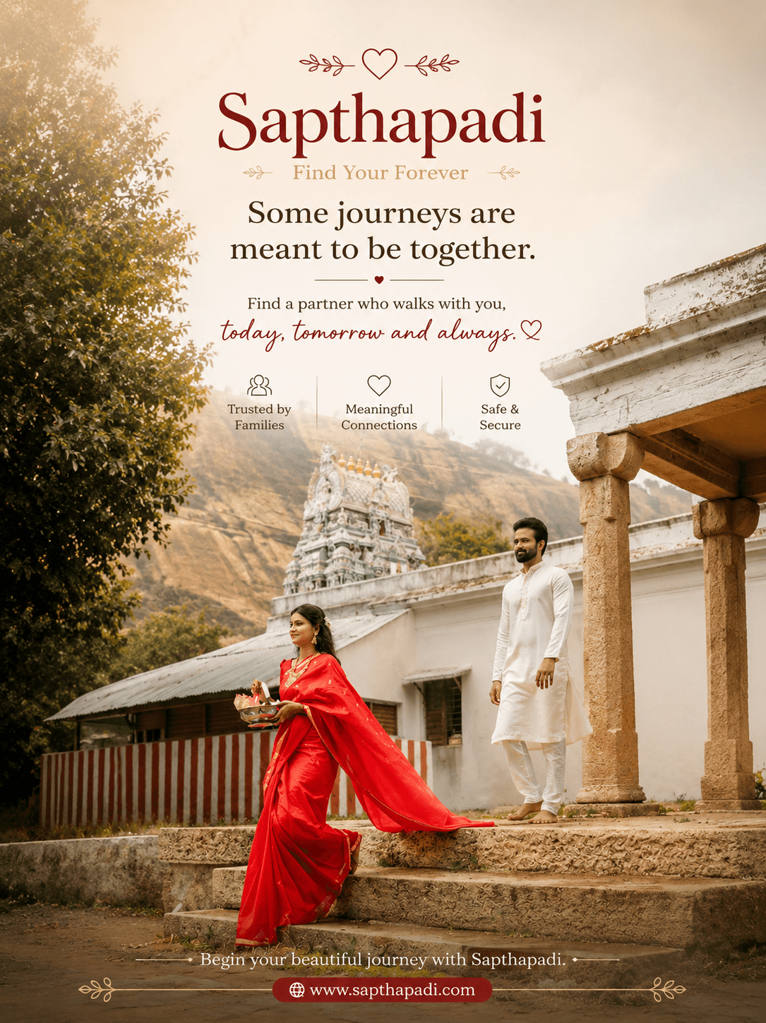 A couple whose journeys were meant to be together, united through Saptapadi