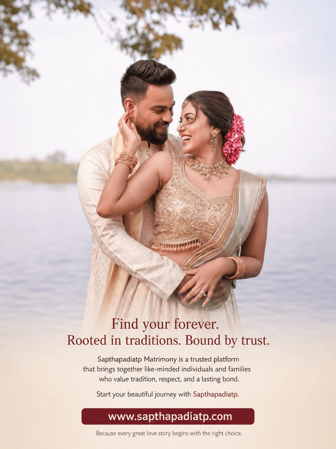 Saptapadi couple portrait — find your forever, rooted in tradition, bound by trust